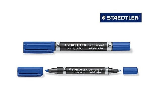 ROTULADOR PERMANENTE STAEDTLER LUMOCOLOR DUO AZUL 