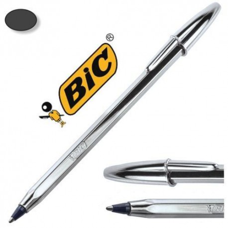 Bolígrafo Bic cristal Shine Plata tinta negro 1,0 mm.