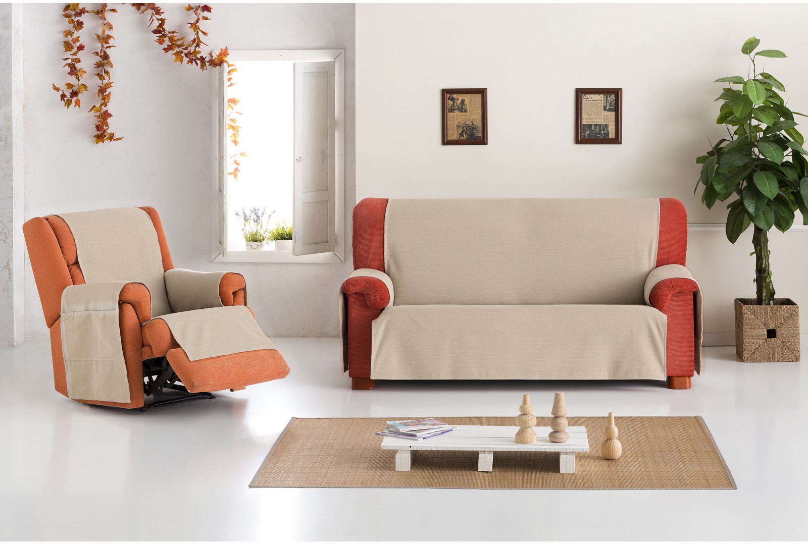 Funda sofá chaise longue LONA LISO Eysa - Complementos