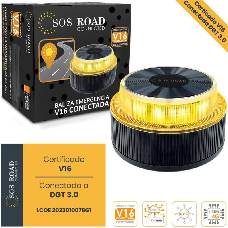SOS ROAD DISPOSITIVO LUMINOSO V16 SEÑALIZACIÓN HOMOLOGADO CONECTADO CON GEOLOCALIZACIÓN